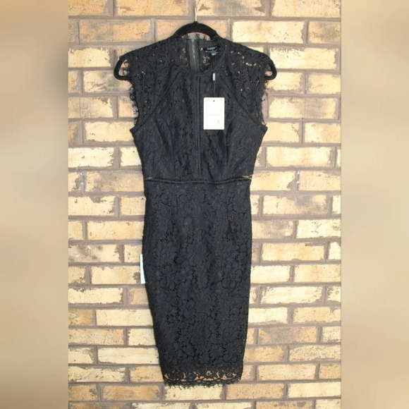 Bardot lace panel black dress, size X-small - Picture 2 of 11